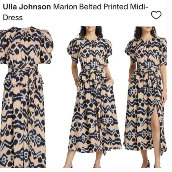 Ulla Johnson Marion Navy and Beige Ikat Dress - Picture 8 of 14